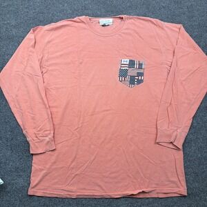 The Frat Collection Long Sleeve Pocket Shirt Mens L Salmon Patchwork American